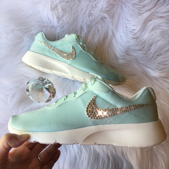 Swarovski Nike Tanjun Tiffany Blue Bling Shoes - Picture 4 of 5
